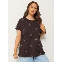 Yours Curve Regular Crew Neck Tops - Brown