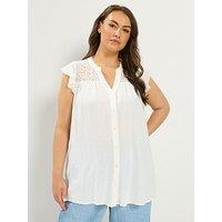 Yours Curve Notch Neck Blouse - White