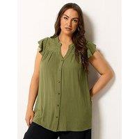 Yours Curve Crochet Blouse - Green