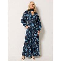 Long Tall Sally Textured Floral Scarf Dress - Blue