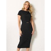 Long Tall Sally Scuba Buckle Midi Dress - Black