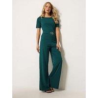 Long Tall Sally Scuba Belted Jumpsuit - Green