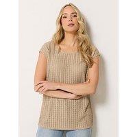 Long Tall Sally Trim Crew Neck Top - Cream