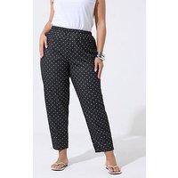 Yours Curve Polka Dot Barrel Trousers - Black