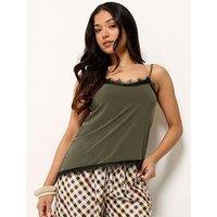 Pixiegirl Petite Lace Trim Cami Top - Green