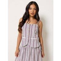 Pixiegirl Petite Stripe Button Through Cami - Red