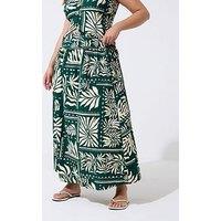 Yours Curve Abstract Palm Print Skirt - Black