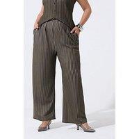 Yours Curve Chocolate Stripe Wide Leg Trousers - Brown