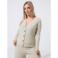 Yours Curve Crinkle Rib Button Cardigan - Cream