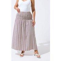 Yours Curve Stripe Print Tie Skirt - Red/White