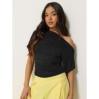Pixiegirl Petite Slash Neck T Shirt - Black