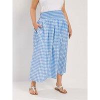 Yours Curve Gingaham Skirt - Blue