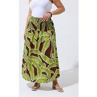 Yours Curve Palm Leaf Skirt - Green
