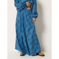 Pixiegirl Petite Check Maxi Skirt - Blue