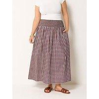 Yours Curve Gingaham Skirt - Red
