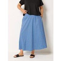 Yours Curve Stripe Midi Skirt - Blue