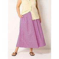 Yours Curve Stripe Midi Skirt - Pink