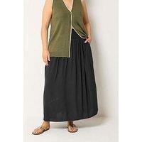 Yours Curve Chambray Skirt - Black