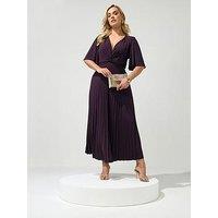 Yours Curve Knot Pleated Maxi Dress - Purple