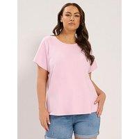 Yours Curve Premium Interlock T-Shirt - Pink