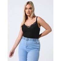 Yours Curve All Over Lace Bodysuit - Black