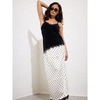 Pixiegirl Petite Satin Spot Lace Hem Skirt - White