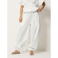 Pixiegirl Petite Poplin Cuff Balloon Pants - White