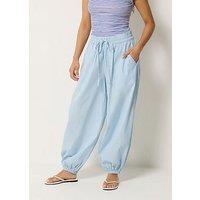 Pixiegirl Petite Poplin Cuff Balloon Pants - Blue