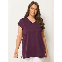 Yours Curve Regular V-Neck Tops - Purple