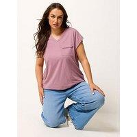 Yours Curve Regular V-Neck Tops - Pink