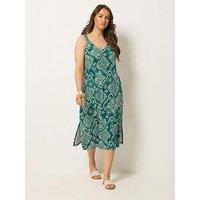 Yours Curve Throw On Printed Dress - Blue