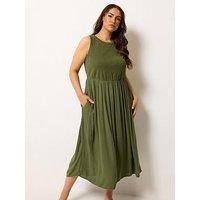 Yours Curve Mixed Midaxi Dress Green