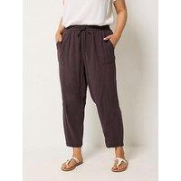Yours Curve Chambray Barrel Leg Trousers - Purple
