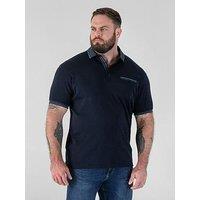 D555 Interlock Polo Shirt With Jacquard Collar & Cuff With Chest Pocket - Navy