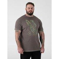 D555 Surfing Bear Printed Crew Neck T-Shirt - Khaki
