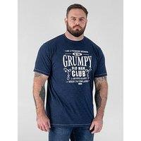 D555 Grumpy Old Man Printed Crew Neck T-Shirt - Navy