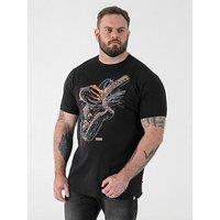 D555 Multi Coloured Guitar Printed Crew Neck T-Shirt - Black