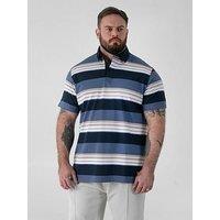D555 Stripe Short Sleeve Rugby Polo Shirt - Navy
