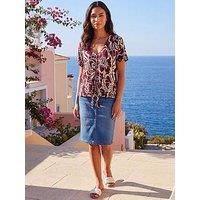 Roman Floral Print Tie Front V-Neck Top