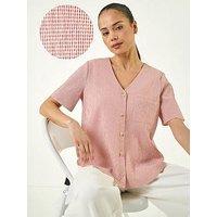 Roman Petite Gingham Buttoned Top