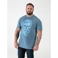D555 Bearded Skull Printed Crew Neck T-Shirt - Light Aqua