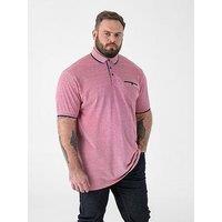 D555 Pique Polo Shirt With Jacquard Collar And And Cuffs With Chest Pocket - Red