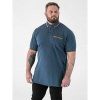D555 Pique Polo Shirt With Jacquard Collar And And Cuffs With Chest Pocket - Teal