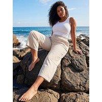 Roman Curve Linen Mix Cropped Trousers