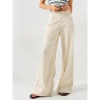 Free People Pull-On Wide Leg Denim Jeans - White
