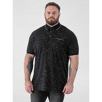 D555 Reno Polo Shirt With Jacquard Collar And Cuff With Chest Pocket - Black