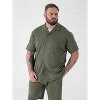 D555 Stretch Cuban Collar Resort Short Sleeve Shirt - Khaki