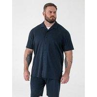D555 Stretch Cuban Collar Resort Short Sleeve Shirt - Navy
