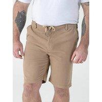 D555 Sand Full Elastic Waist Stretch Shorts With Drawcord