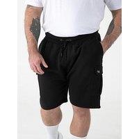 D555 Black Elasticated Waist Fleece Cargo Shorts With Bear Embroidery